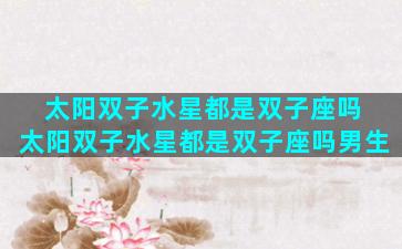太阳双子水星都是双子座吗 太阳双子水星都是双子座吗男生